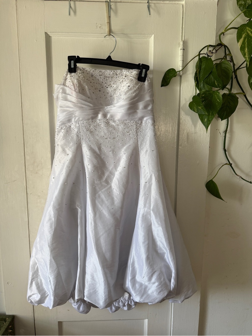 Flori Design size XL Strapless White Beaded A-Line Dress